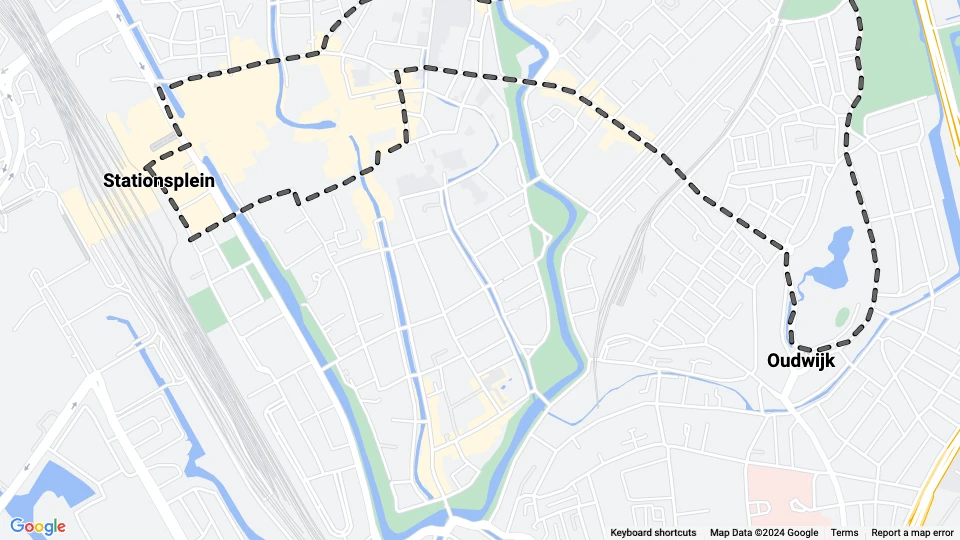 Utrecht sporvognslinje 2: Stationsplein - Oudwijk linjekort