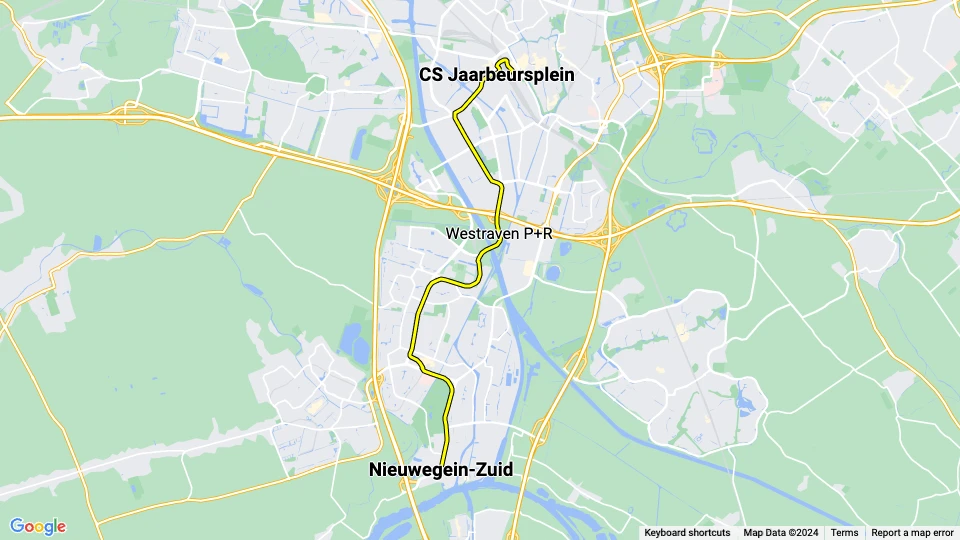 Utrecht sporvognslinje 20 linjekort