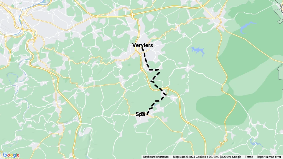 Verviers regionallinje 578: Verviers - Spa linjekort