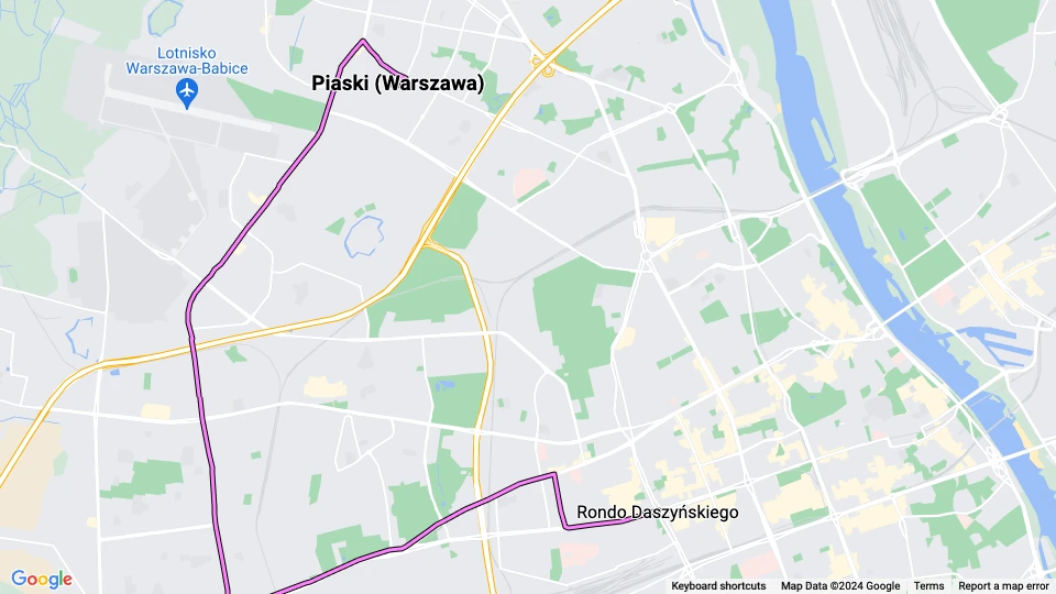 Warszawa sporvognslinje 11: Piaski (Warszawa) - Rondo Daszyńskiego linjekort