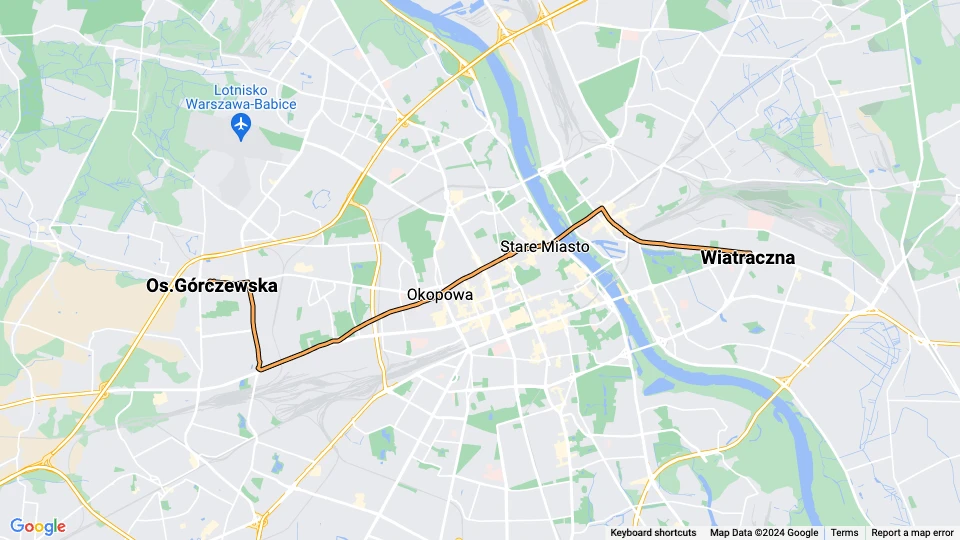 Warszawa sporvognslinje 26: Os.Górczewska - Wiatraczna linjekort