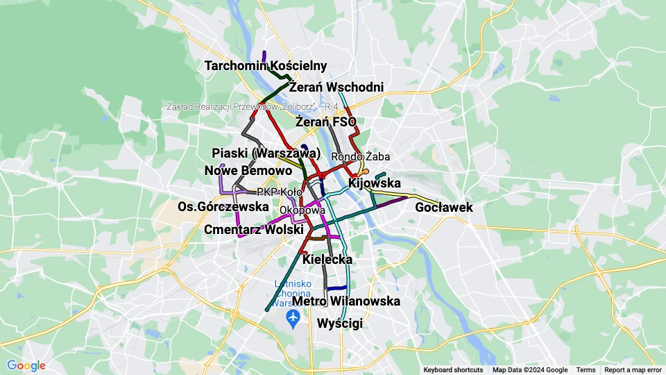 Warszawki Transport Publiczny (WTP) linjekort