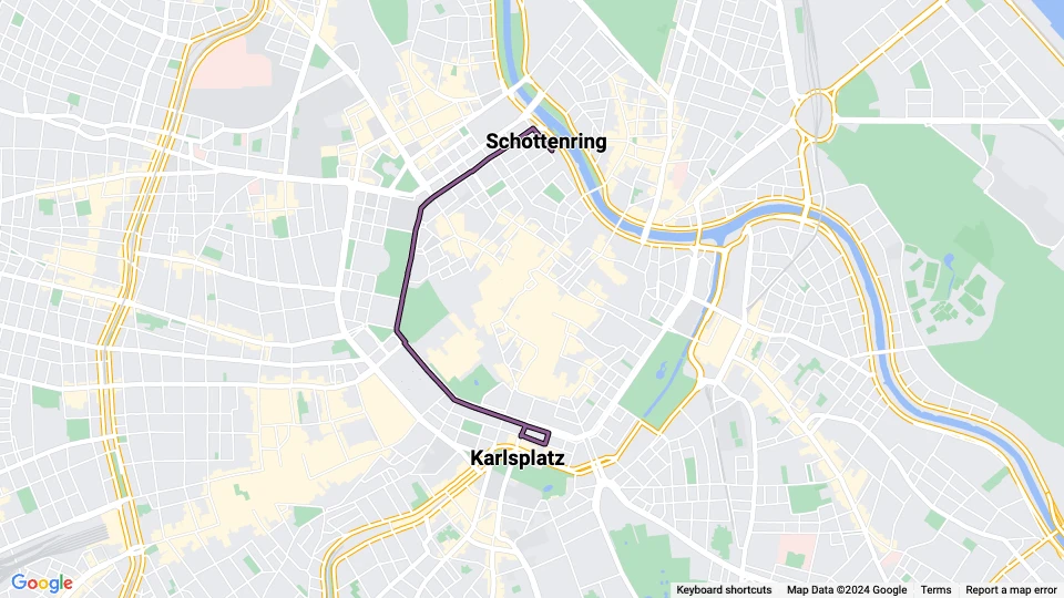 Wien lejlighedslinje U2Z linjekort