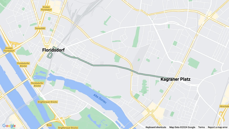 Wien sporvognslinje 17: Floridsdorf - Kagraner Platz linjekort