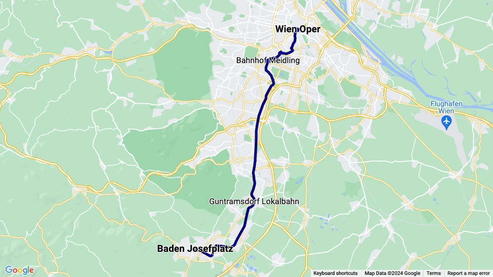 Wiener Lokalbahnen (WLB) linjekort