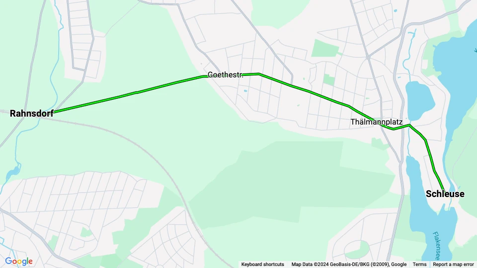 Woltersdorf Tramtouren: Rahnsdorf - Schleuse linjekort