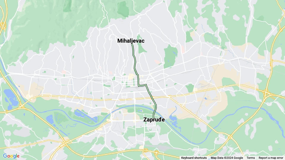 Zagreb ekstralinje 8: Zapruđe - Mihaljevac linjekort