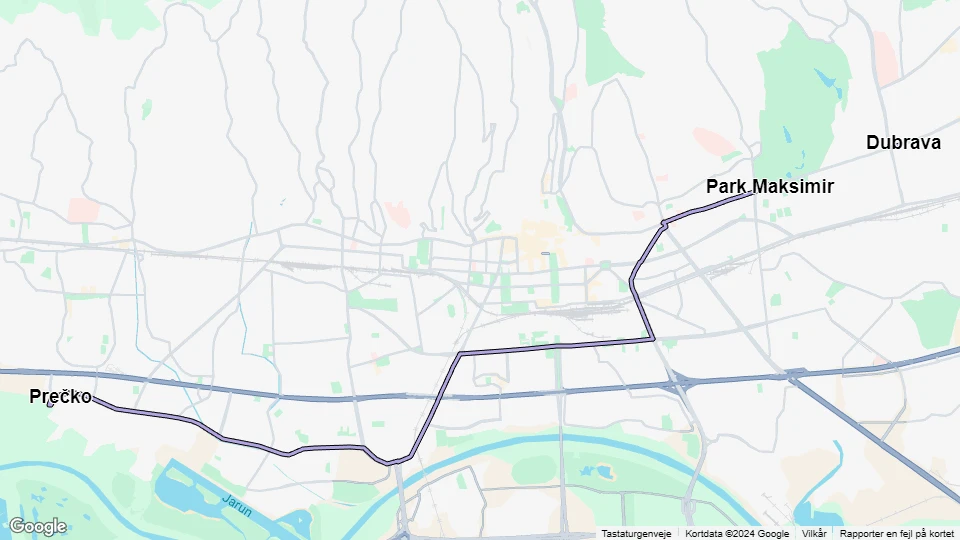 Zagreb sporvognslinje 5: Prečko - Park Maksimir linjekort