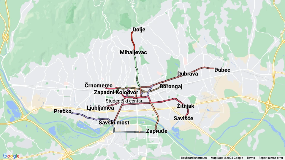 Zagrebački Električni Tramvaj (ZET) linjekort