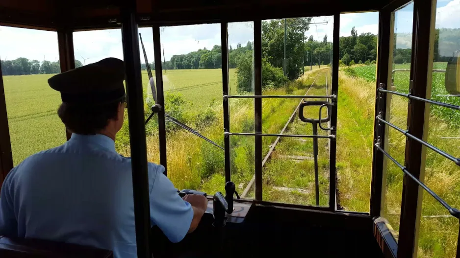 Berlins sporvognsvogn 5964 på den ydre rute af Hannover Tram Museum