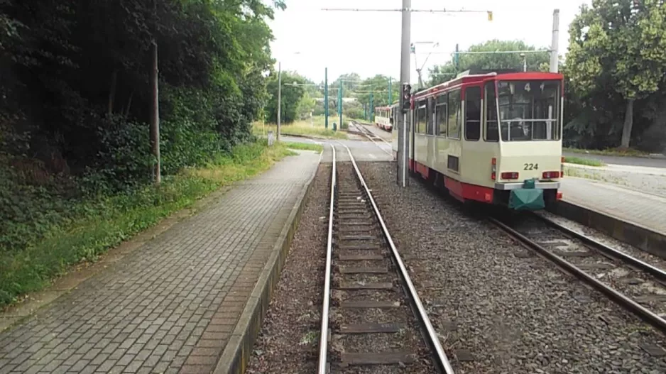 Sporvogn Frankfurt (Oder) Sporvogn Rute 4 Markendorf Placering ~ Stadion ČKD Tatra KT4D